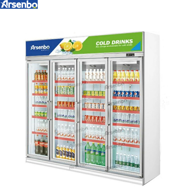 Arsenbo Glass Commercial Supermarket Refrigerator 3 Door Practical