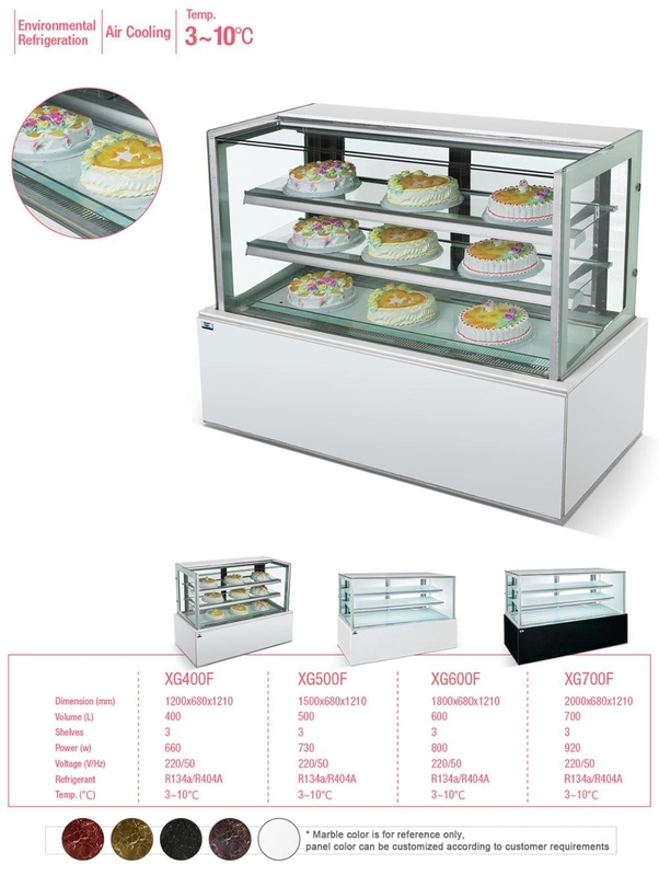 Upright 50HZ Cake Display Refrigerator Multiscene Wear Resistant