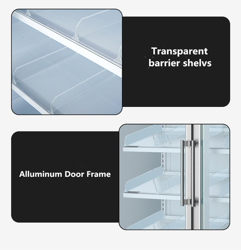 Arsenbo Antiwear Double Door Glass Fridge , Electric Supermarket Display Fridges